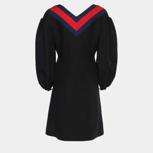 ✨ NWT GUCCI Black Silk Wool Zip Front Web Trim Sheath dress - Picture 5 of 9